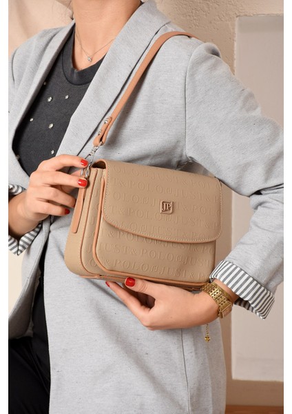 Kadın Vizon Baskı Desenli Kolon Askılı 3 Bölmeli Omuz Çantası 23X16CM MDS2184 fiyatları