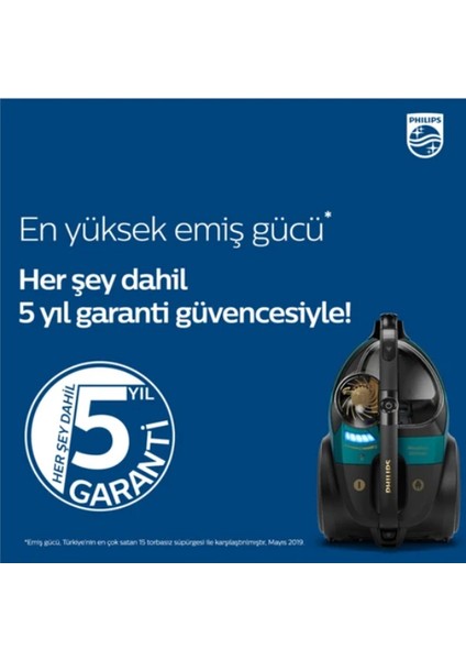 Turbo Fırçalı- Yüksek Çekim Gücü ve Kalite, Akıllı Açılma/kapanma Özellikli +Led Başlık Torbasız Süpürge-Hediye Avantajlı Ürün