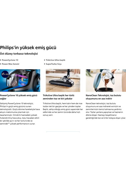 Süper Turbo Fırçalı Ultra Emiş Gücü XB9155 Torbasız Süpürge, Powermax Akıllı Sensör-Yedek Filitre + Lambader indirimleri