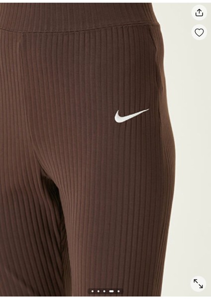 Sportswear Rib Jersey Kahverengi Kadın Ince Fitilli Ispanyol Paça Eşofman Altı indirimleri