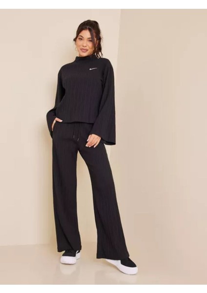 Sportswear Ribbed Jersey Wide Kadın Eşofman Altı