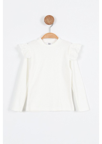 Askılı Taş Düğme Detaylı Tulum ve Fırfırlı Beyaz Bluz kız çocuk takım - Bej indirimleri