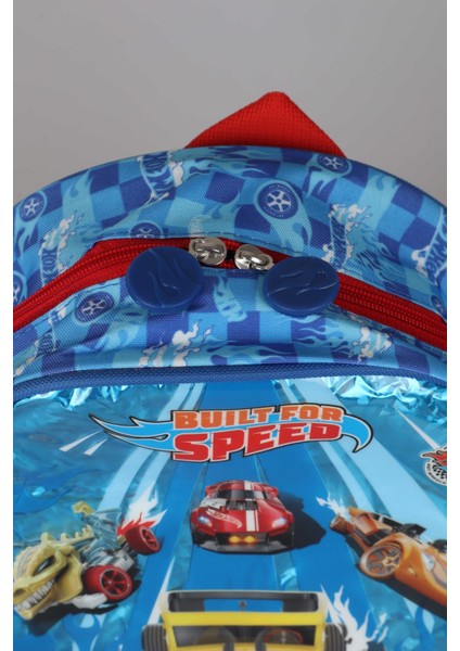 Lisanslı Hot Wheels Tek Bölmeli 32 cm Küçük Boy Anaokul,beslenme,kalem Çantası Ile Matara,beslenme Kabı ve Kırtasiye Seti Çıtçıt Dosya,kalem,silgi,kumbara,kalemtraş,resim Defteri,okul Etiketi