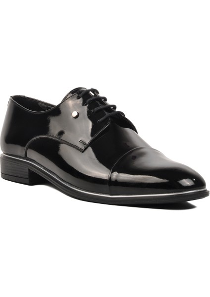 Ayakmod Siyah Rugan Erkek Klasik Ayakkabı