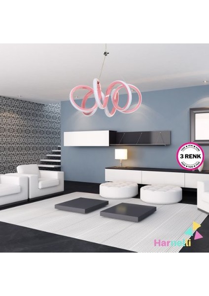 Modern Tasarım 30 cm Çap 3 Renk Yanabilen Ledli Avize