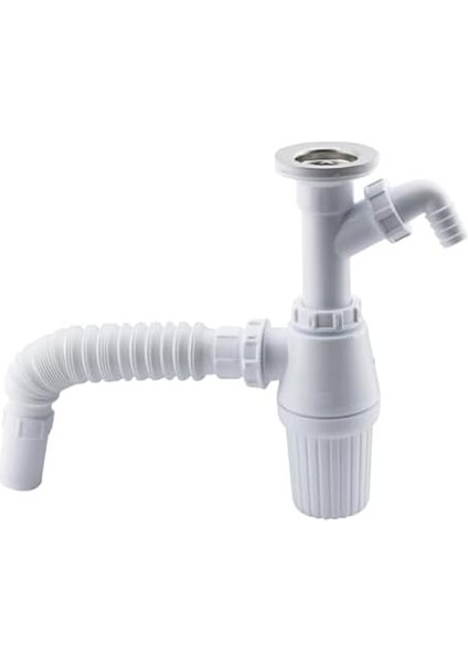 Çift Giderli Pis Su Sökülebilir Tas'lı Sifon Körüklü Temizlenebilir Mutfak Banyo Lavabo Borusu Gideri