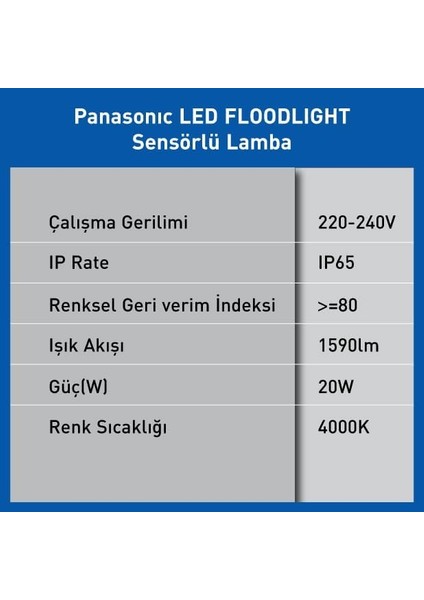 LED Floodlıght Sensor 20W 1590LM 4000K