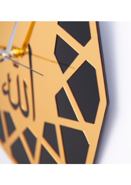Deepcraft Dekoratif Şeffaf Akrilik Sessiz Akar Duvar Saati Salon,mutfak,ofis Saati -Gold Siyah Allah fırsatları