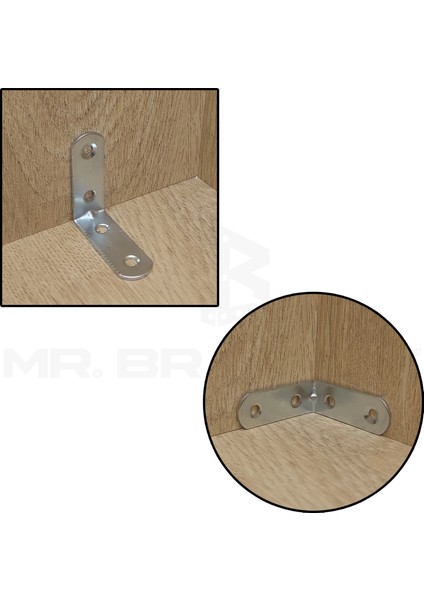 Mr.Bracket 10 ad. L Demir Gönye Köşebent 15x40x40mm - Mobilya Dolap Köşe Bağlantı Birleştirme Sabitleme Aparatı