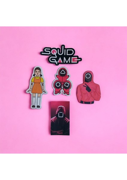 Squid Game Hediye Kutusu Beştaş Anahtarlık Sticker ve Kart