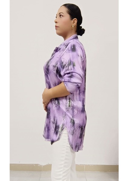 Büyük Beden Pamuk Saten Kumaş Manşet Kollu 75 cm Boy Geniş Anne Gömlek fiyatları