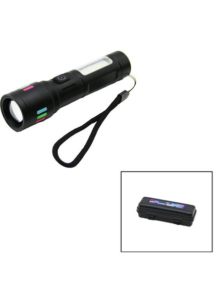 Metal Gövde 2ın1=zoom - Rgb 9 LED El Feneri USB Şarjlı Mini Pls.kutulu (3791)