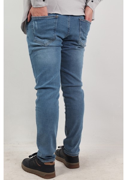 Slim Fit Erkek Kot Pantolon Açık Mavi