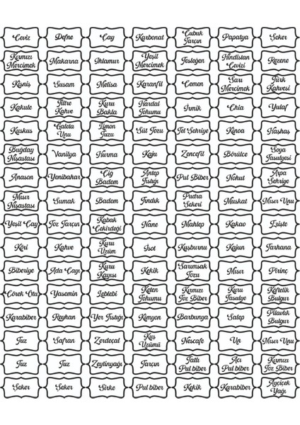 Deepcraft 112 Adet Baharat Etiketi Kavanoz Sticker Folyo Etiket Suya Dayanıklı- 4x2 cm 112 Adet