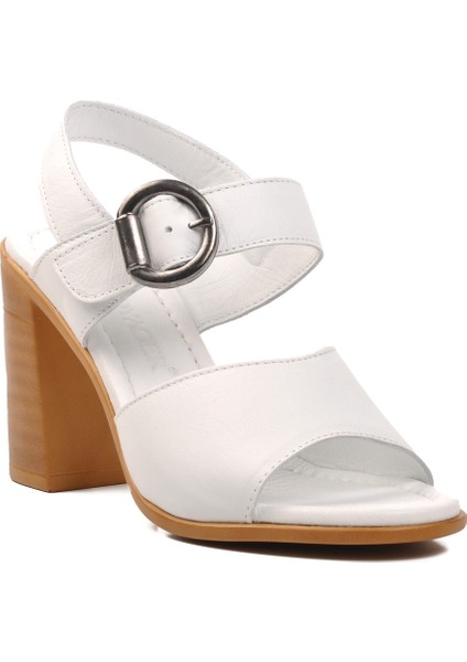Beyaz Kadın Topuklu Sandalet