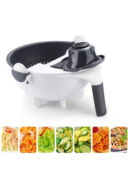 5 Fonksiyonlu Dönen Süzgeçli Rende Doğrayıcı Dilimleyici Aparat