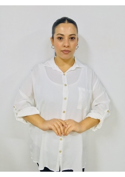 Büyük Beden % 100 Pamuk Ince Tensel Kumaşyıkamalı Taşlanmış Katlanabilir Kollu Gömlek modelleri