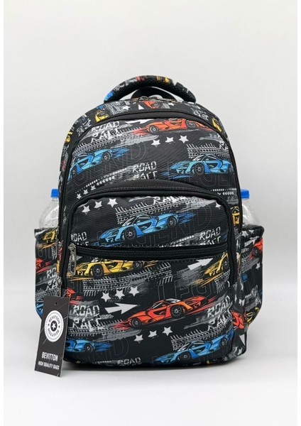 Ilk Okul Çantası 3'lü Seti Ilkokul Çantası Araba Desenli Takım Erkek Çocuğu Siyah modelleri