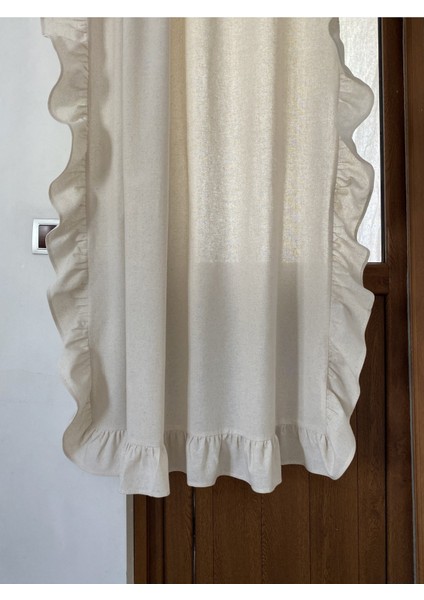 Kenarları Fırfırlı Pamuklu Vintage Natural Buldan Keten Perde - Tek Kanat - En x Boy modelleri