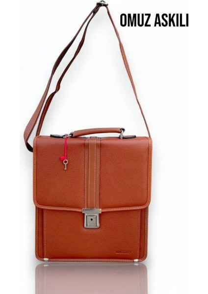 Dikey Deri Evrak Çantası Anahtar Kilitli A4 Uyumlu modelleri