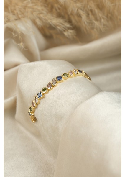 Gold Özel Tasarım 3 Renk Taşlı Kelepçe Bileklik fiyatları