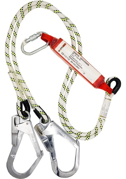 Şok Emicili Çift Bacaklı Kanca Karabinalı Safeset Sertifikalı Lanyard fiyatları