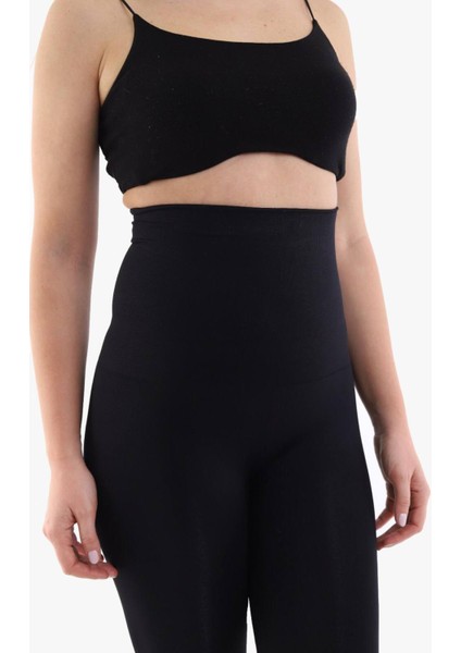 Toparlayıcı Yüksek Bel Korse Tayt - Siyah