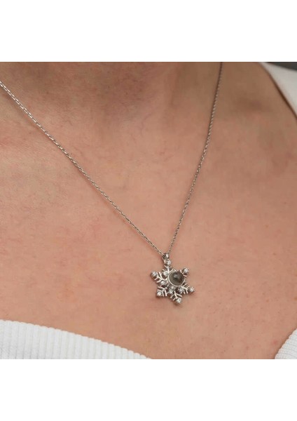 Gümüş 100 Dilde Seni Seviyorum Kar Tanesi Kadın Kolye indirimleri
