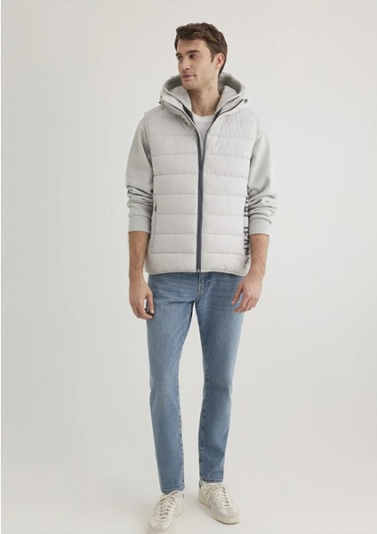 Erkek Gri M0110554-70074 Kapüşonlu Yelek