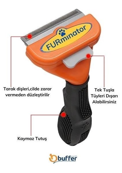 Uzun Tüylü Köpekler Için Kolay Tarama Fırçası Temizlenebilir Çelik Tarak Tüy Toplayıcı Mediu