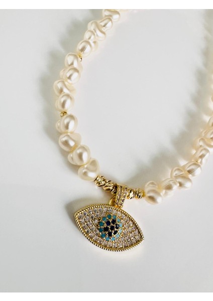 Kalpli Incili Nazar Boncuklu Göz Kolye 45 cm fırsatları