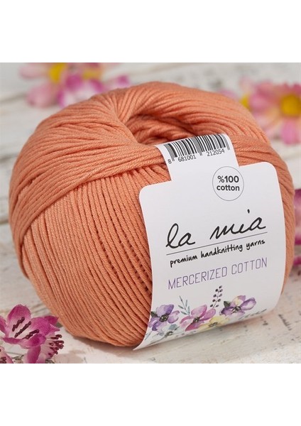 Mercerized Cotton Turuncu El Örgü İpi - 201 - 33581