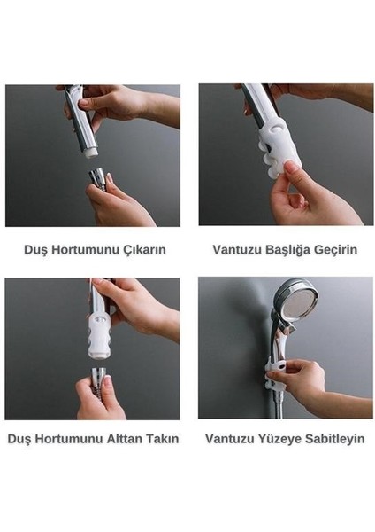 Banyo Duş Başlığı Tutucu Silikon Güçlü Vantuz Vakum Aparatı