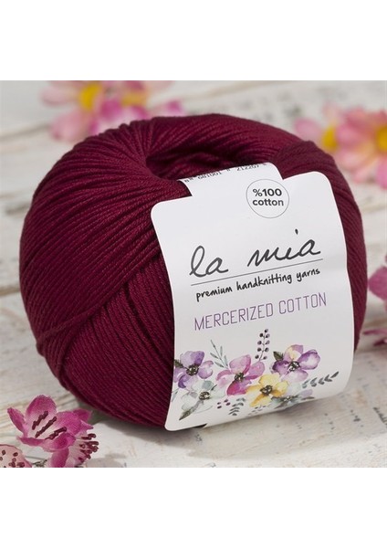 Mercerized Cotton Bordo El Örgü İpi - 23 - 33596