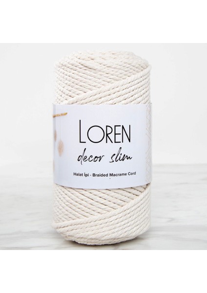 Decor Slim 3 Büküm Makrome İpi Krem - L002