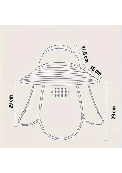 Güneş Koruyuculu Nefes Alabilen Maskeli ve Boyun Kapaklı Geniş Kenarlı Balıkçı Şapkası