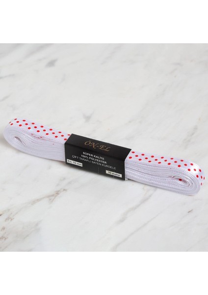 Crafts 1 cm 10 mt Beyaz Saten Puantiyeli Kurd
