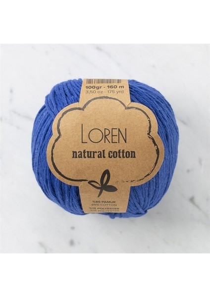 Natural Cotton Saks Mavi El Örgü İpi - R025 - 33918