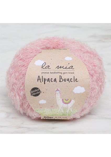 La Mia Alpaca Boucle 50 gr Pembe El Örgü Ipi - L332 - 34387