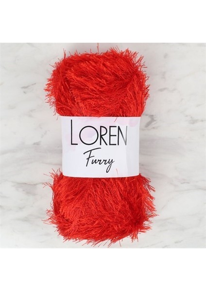 Furry Kırmızı El Örgü İpi - RF025 - 34053