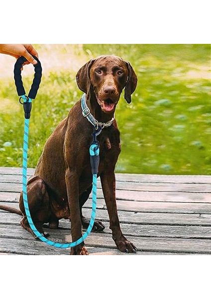 Reflektörlü Fosforlu Köpek Gezdirme Halatı Tasma Kayışı Metal Kancalı 130 cm