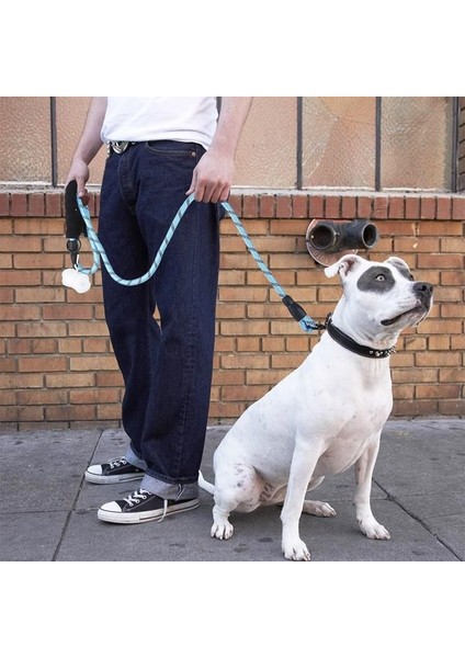 Reflektörlü Fosforlu Köpek Gezdirme Halatı Tasma Kayışı Metal Kancalı 130 cm