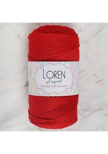 Polyester Soft Macrame Kırmızı El Örgü İpi - LM019 - 34432