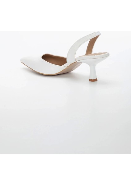 5 cm Ince Topuklu Sivri Burunlu Kadın Ayakkabısı Beyaz fiyatları