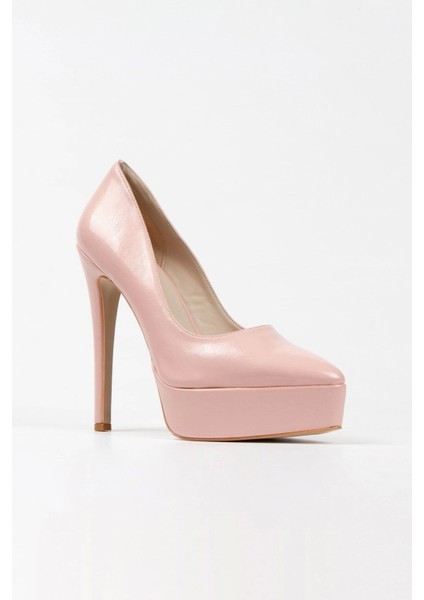 Kadın Pudra Rugan Yüksek Topuklu Abiye Ayakkabı fiyatları