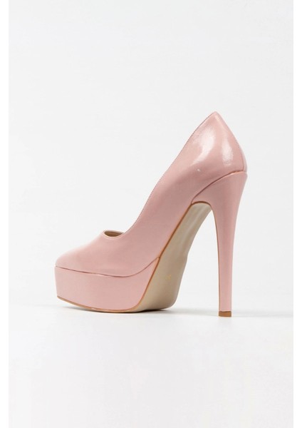 Kadın Pudra Rugan Yüksek Topuklu Abiye Ayakkabı fırsatları