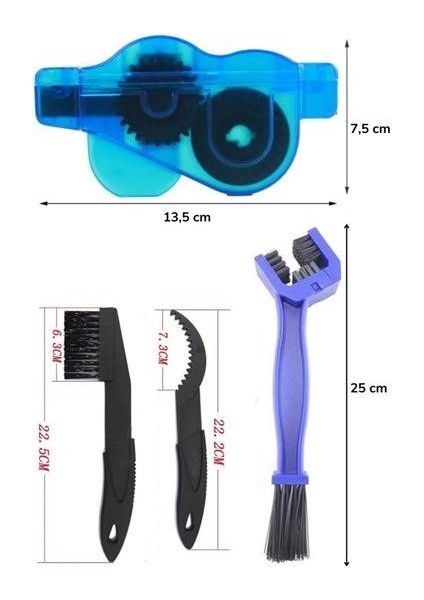 Bisiklet Zincir Dişlisi Koruyucu Pas Sökücü Temizleme Fırçası Aparatı Bakım Seti 4 Parça
