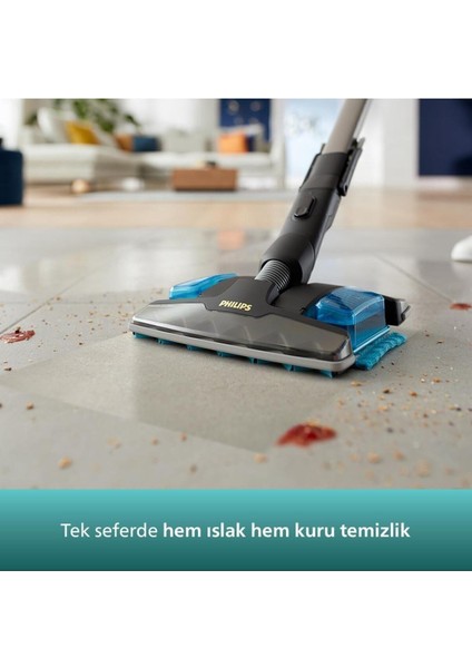 Speedpro Max Aqua Plus Kablosuz Dikey Süpürge, Aqua Başlık, LED Başlık XC8349 Şarjlı Dik Süpürge +Philips Çay Makinesi