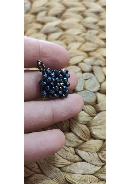 Kare Şeklinde Füme Kristal Taş Işlemesi 1,5x1,5 cm Cevşen/ Dualı