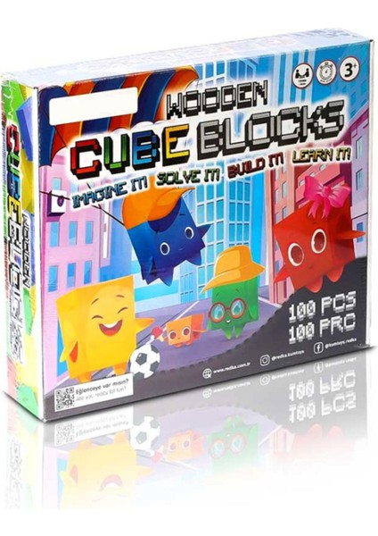 Redka Wooden Cube Blocks - Eğitici Ahsap Küp Blokları Oyunu- fiyatları